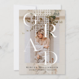 Minimal Modern Type Cream Overlay Grad Photo Inbjudningar
