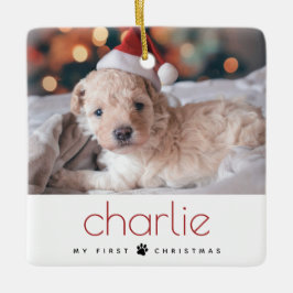 Minimal Modern Type Pets första julfoto Julgransprydnad Keramik