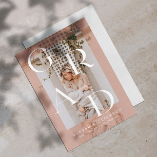 Minimal Modern Type plush Rosa Overlay Grad Photo Inbjudningar