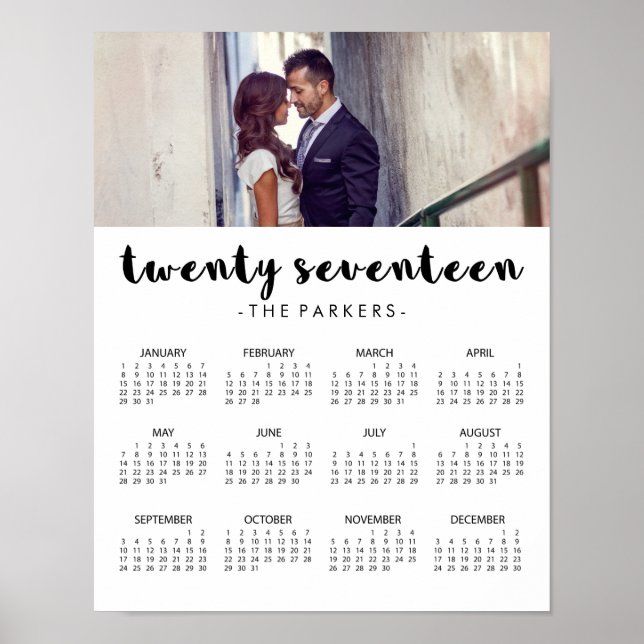 Minimal Modern Typografi 2017 Foto Kalender Poster (Framsidan)