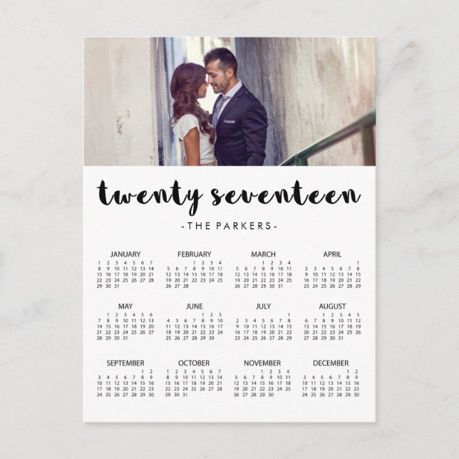 Minimal modern typografi 2017 Fotokalender Vykort (Framsida)