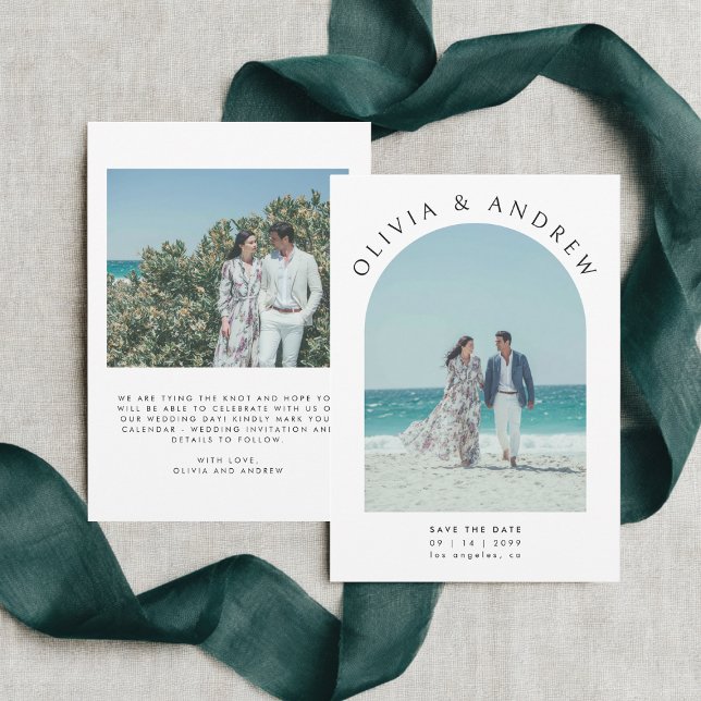 Minimal modern typografi - Arch Photo Bröllop Spara Datumet (Skapare uppladdad)