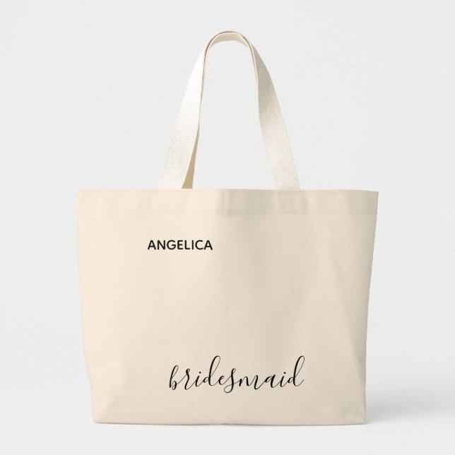 Minimal modern typografi Bröllop Bridesmaid Gift Jumbo Tygkasse (Framsidan)