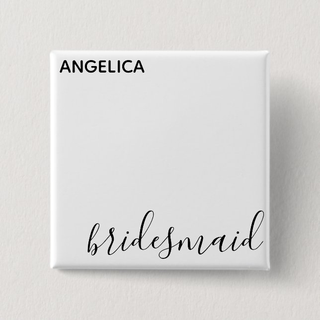 Minimal modern typografi Bröllop Bridesmaid Gift Knapp (Framsida)