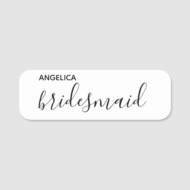 Minimal modern typografi Bröllop Bridesmaid Gift Namnbricka (Framsida)