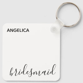 Minimal modern typografi Bröllop Bridesmaid Gift Nyckelring