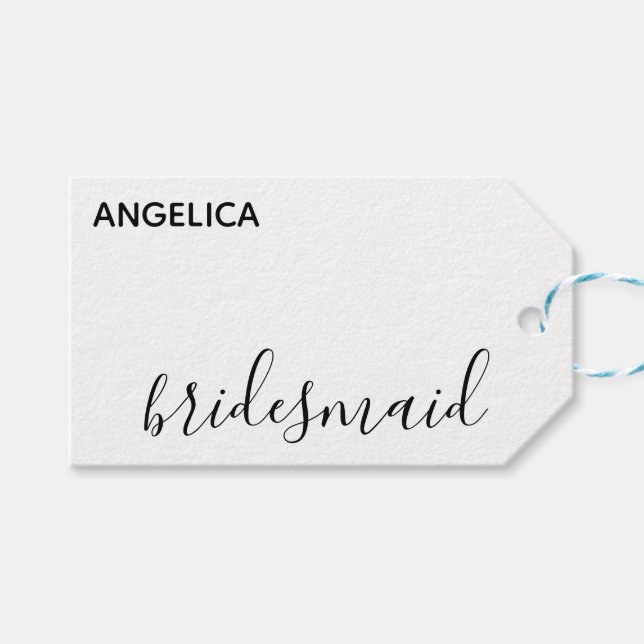 Minimal modern typografi Bröllop Bridesmaid Gift Presentetikett (Framsidan (Horisontell))
