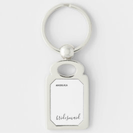 Minimal modern typografi Bröllop Bridesmaid Gift Rektangulärt Silverfärgad Nyckelring