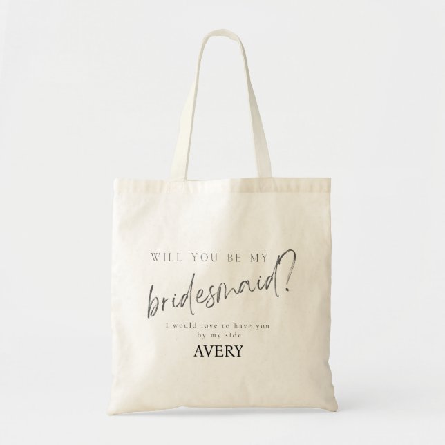 Minimal modern typografi Bröllop Bridesmaid Gift Tygkasse (Framsidan)