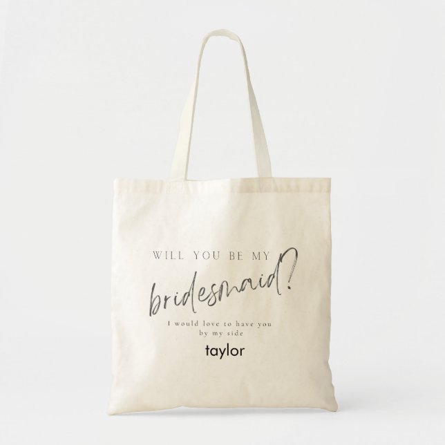 Minimal modern typografi Bröllop Bridesmaid Gift Tygkasse (Framsidan)