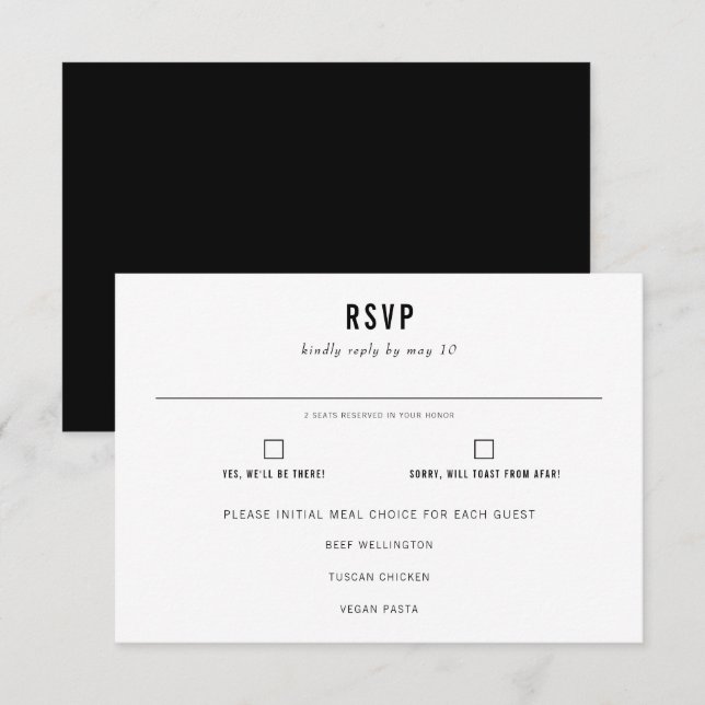 Minimal modern typografi Bröllop-målval OSA Kort (Fram/baksida)