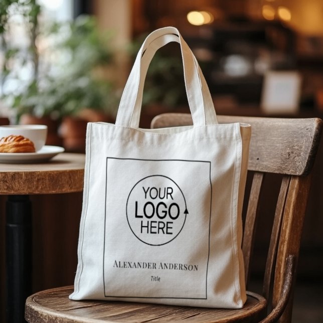 Minimal modern typografi för Logotyp i Gräns Tygkasse (Business Logo Minimal Modern Typography Border Tote Bag)