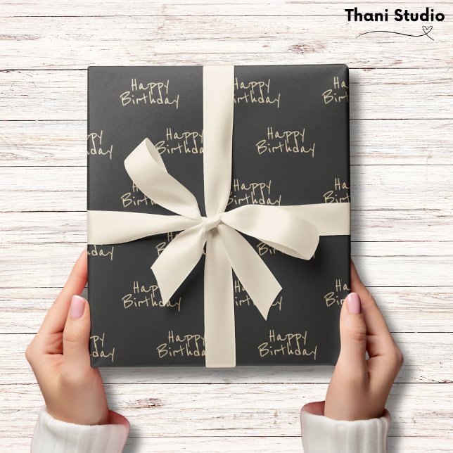 Minimal modern typografi i grattis på födelsedagen presentpapper (Skapare uppladdad)