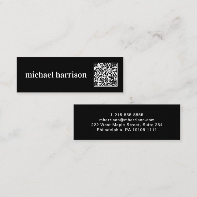 Minimal modern typografi QR-Professionell Mini Visitkort (Fram/baksida)