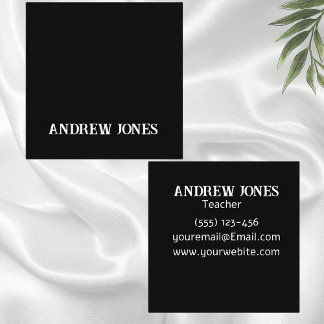 Minimal modern typografi svart fyrkantigt visitkort