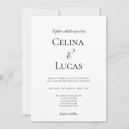 Minimal modern typografi Svart och vit bröllop Inbjudningar