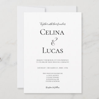 Minimal modern typografi Svart och vit bröllop Inbjudningar