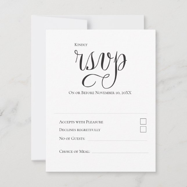 Minimal modern typografi Svart-vit bröllop OSA Kort (Framsida)