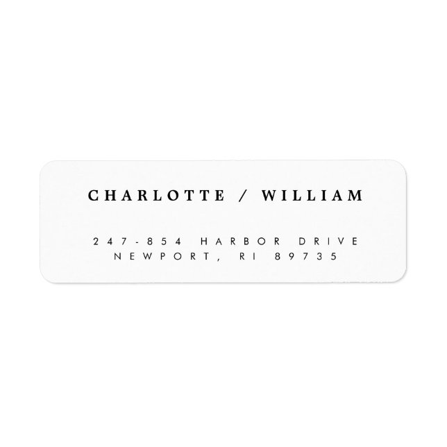 Minimal Modern Typography Bröllop Returadress Etikett (Framsidan)
