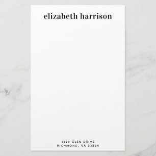 Minimal Modern Typography Namn Returadress Brevpapper
