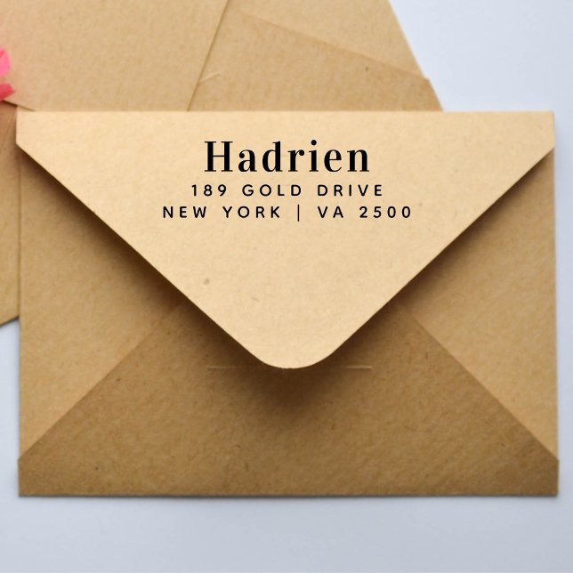 Minimal Modern Typography Namn Returadress Self Självfärgande Stämpel (Skapare uppladdad)