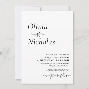 Minimal Modern Typography-skript Monogram Bröllop Inbjudningar