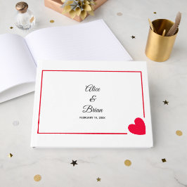 Minimal Modern Valentinsdag Bröllop Gästböcker
