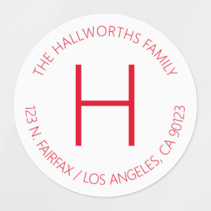 Minimal, modern vit och röd vattensäker klistermärke