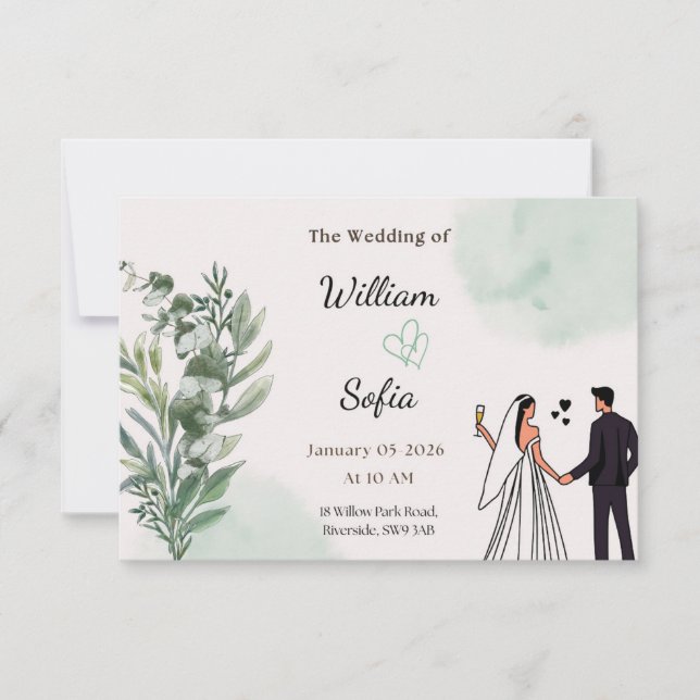 Minimal Modern Wedding Invitation OSA Kort (Framsida)