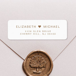 Minimal Modern White Guld Bröllop Returadress Returadress Etikett