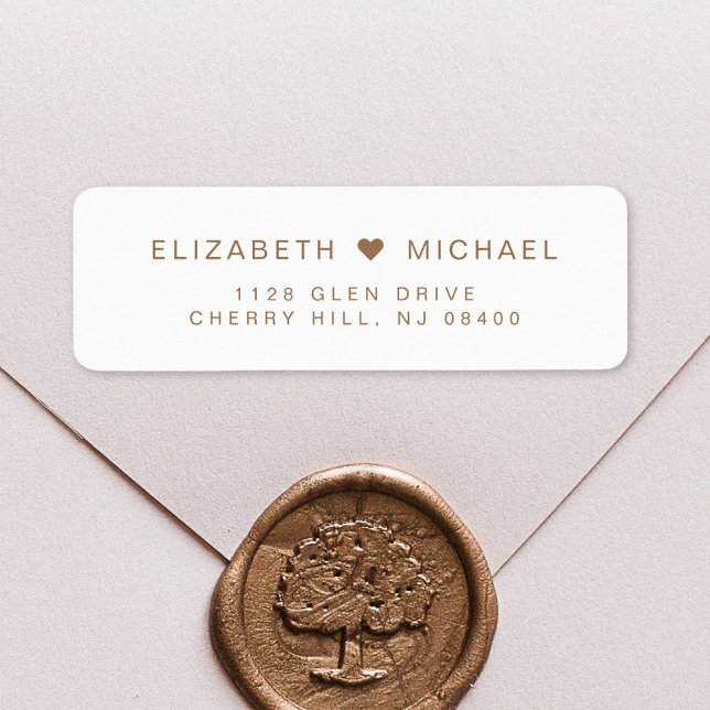 Minimal Modern White Guld Bröllop Returadress Returadress Etikett (Skapare uppladdad)