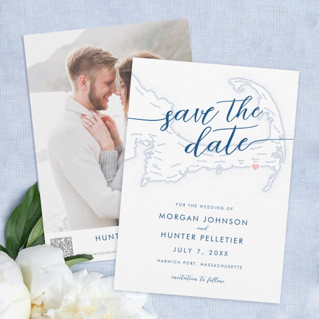 Minimal Modern Wychmere Beach Klubb Karta Spara Datumet (Wychmere Beach Resort Minimal Modern navy blue Wedding save the date from Coastal Map Designs)