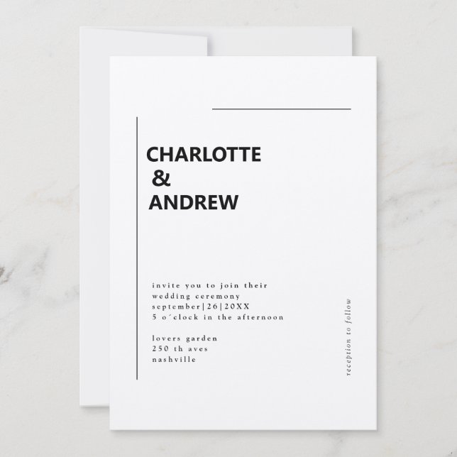 Minimal, moderne Einladung Inbjudningar (Framsida)