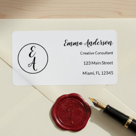 Minimal Modernt Monogram Adressetikett