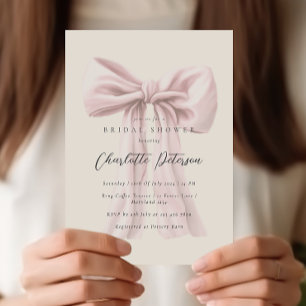 Minimal Möhippa för rosa Bow Inbjudningar