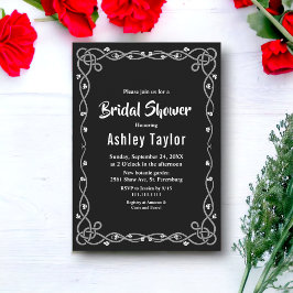 Minimal Möhippa för svart och vit modern Blommigt Inbjudningar