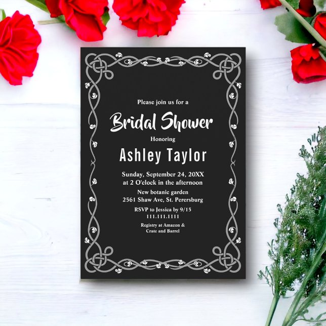 Minimal Möhippa för svart och vit modern Blommigt Inbjudningar (Skapare uppladdad)