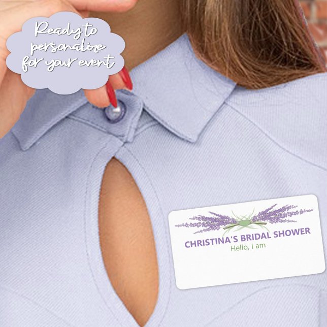Minimal Möhippa Lavender Flower Herb-paket Adressetikett (Help guests remember names at your event with an elegant paper label name tag. Easy to personalize.)