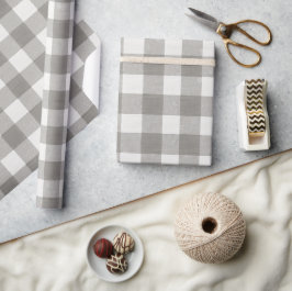 Minimal Monochrome Plaid Holiday Presentpapper