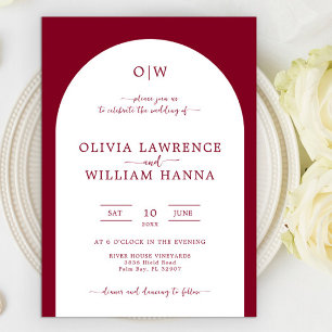 Minimal monogram Arch Wedding-inbjudan Inbjudningar