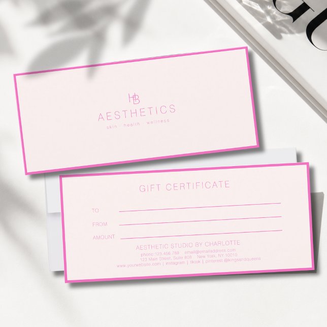 Minimal Monogram Beige-Rosa Presentkort (Minimal Monogram Beige-Pink Gift Certificate)