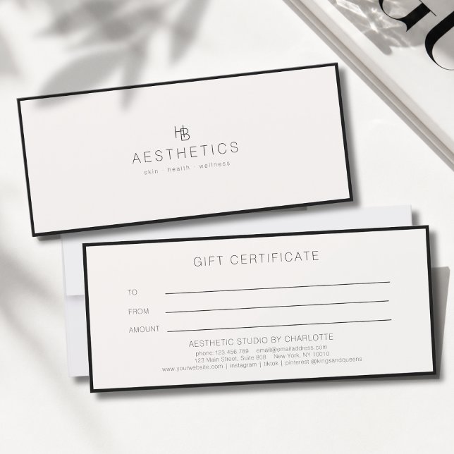 Minimal Monogram Beige Salong Presentkort (Minimal Monogram Beige Salon Gift Certificate)