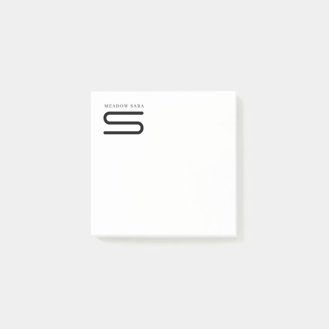 Minimal Monogram Black and White Custom Name Year Post-it Block (Framsida)
