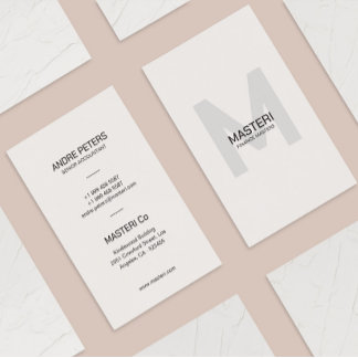 Minimal monogram-Blek Grått Modern Visitkort