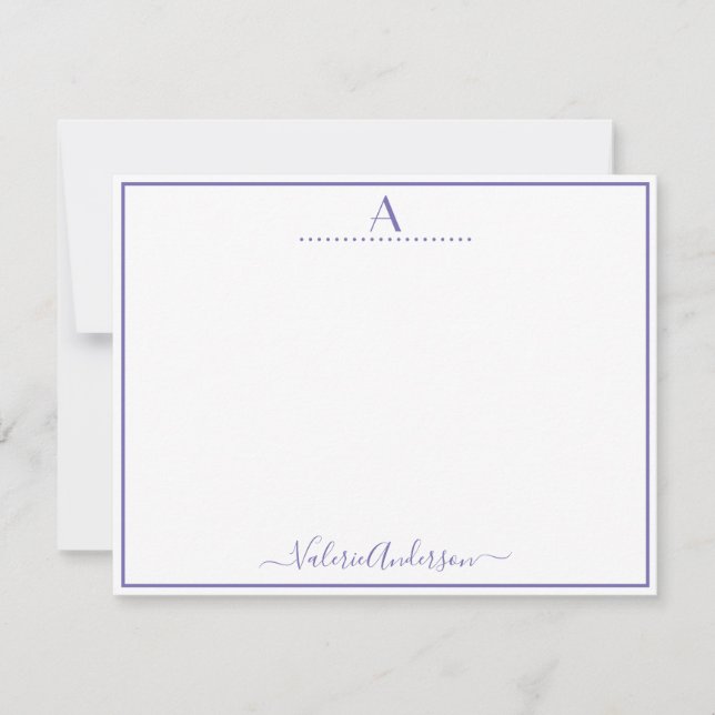 Minimal Monogram Brev Single Gräns Anteckningskort (Framsida)