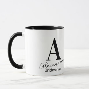 Minimal Monogram Brudtärna Svart och Vitt Mugg