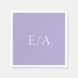 Minimal monogram digital lavendel lila bröllop pappersservett
