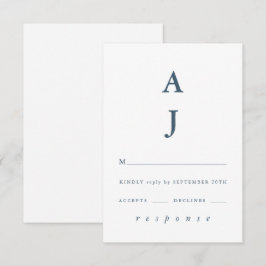 Minimal Monogram Dusty Blue Bröllop OSA Kort