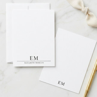 Minimal Monogram Elegant Modern Vertikal Anteckningskort
