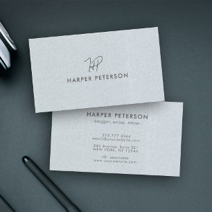 Minimal monogram enkel blå Grått-linen Modern Visitkort